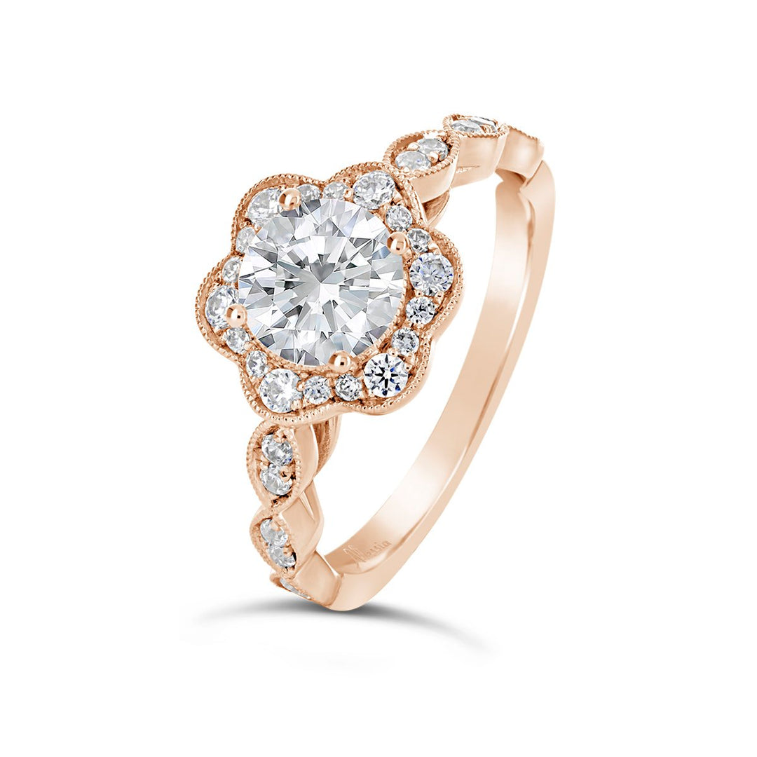 Vintage Style Diamond Halo Engagement Ring