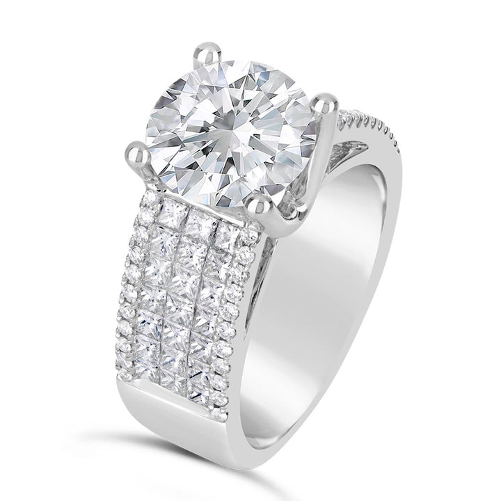 Wide Band Diamond Engagement Ring