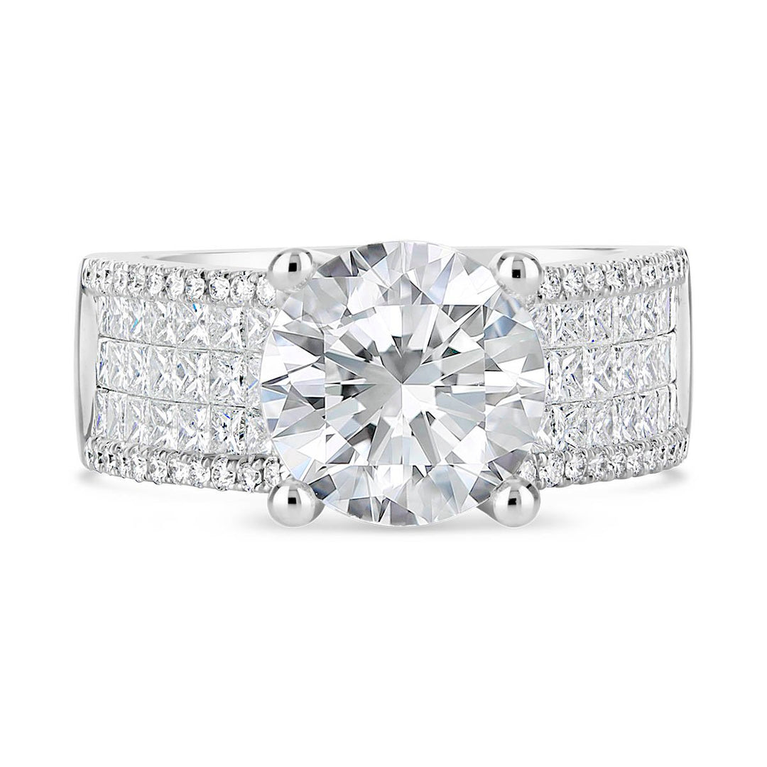 Wide Band Diamond Engagement Ring