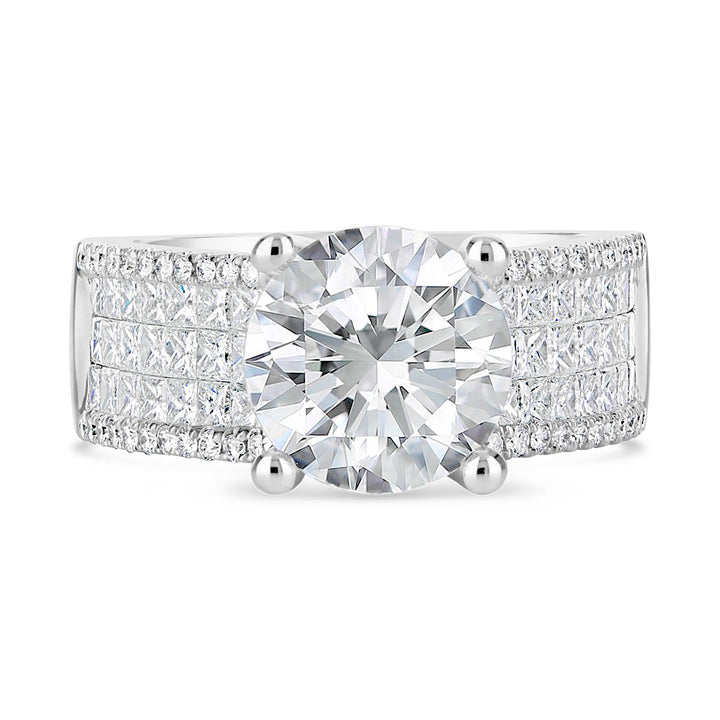 Wide Band Diamond Engagement Ring