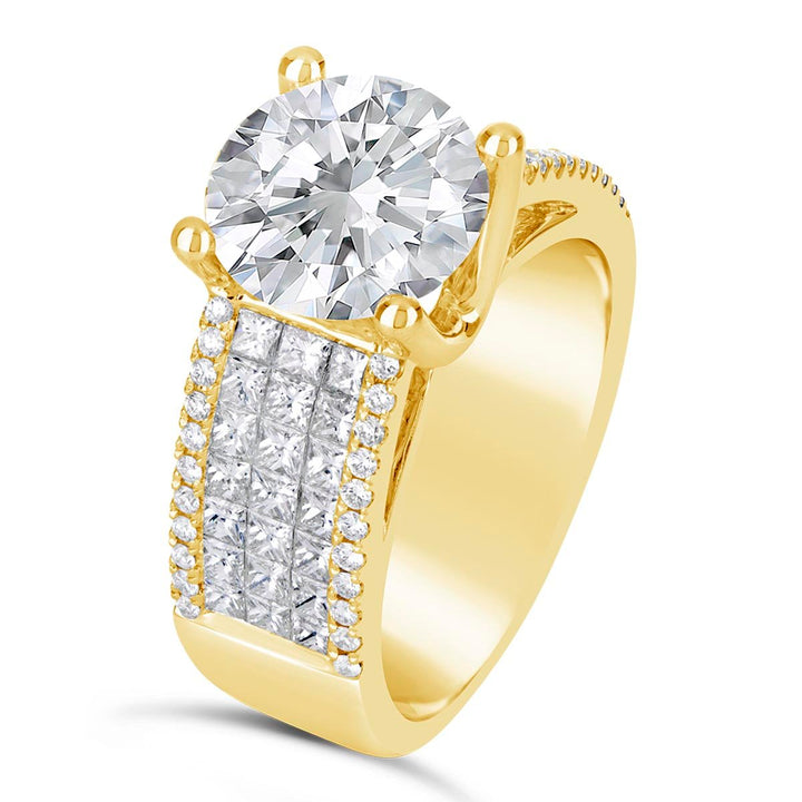 Wide Band Diamond Engagement Ring