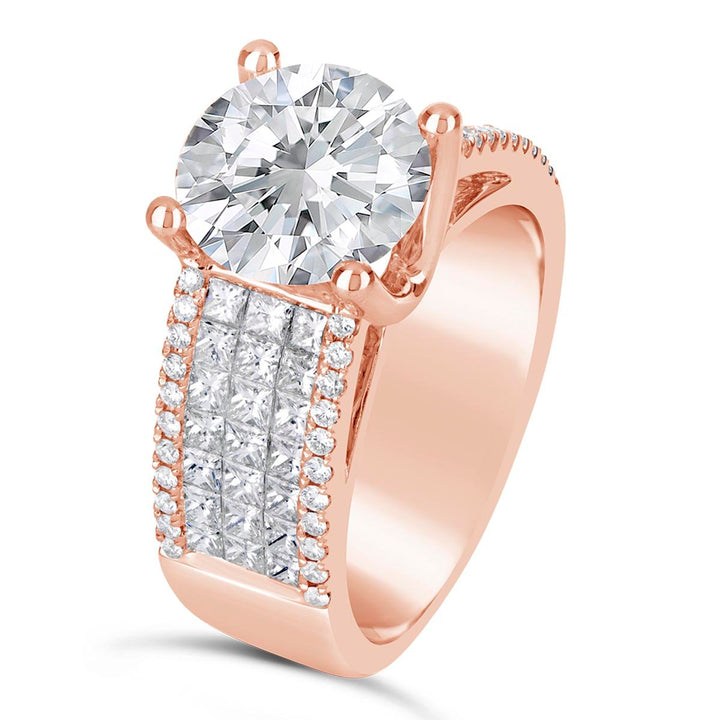Wide Band Diamond Engagement Ring