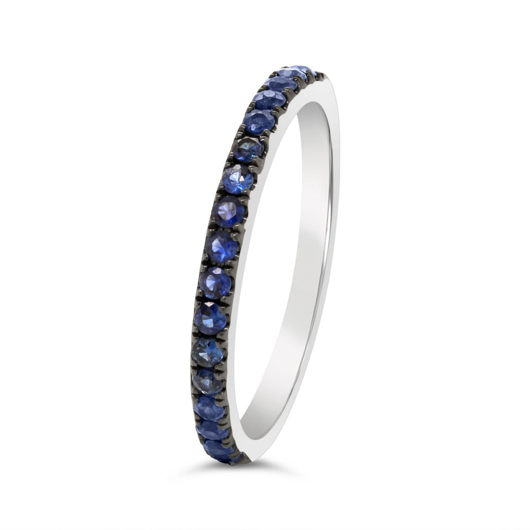 18K White Gold 1/2 Way Set Blue Sapphire Band - SRB8534Y