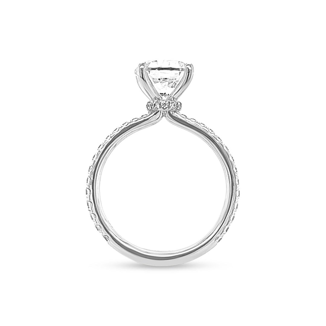 Secret Halo French Pave Diamond Engagement Ring