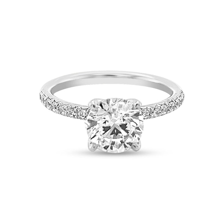 Secret Halo French Pave Diamond Engagement Ring