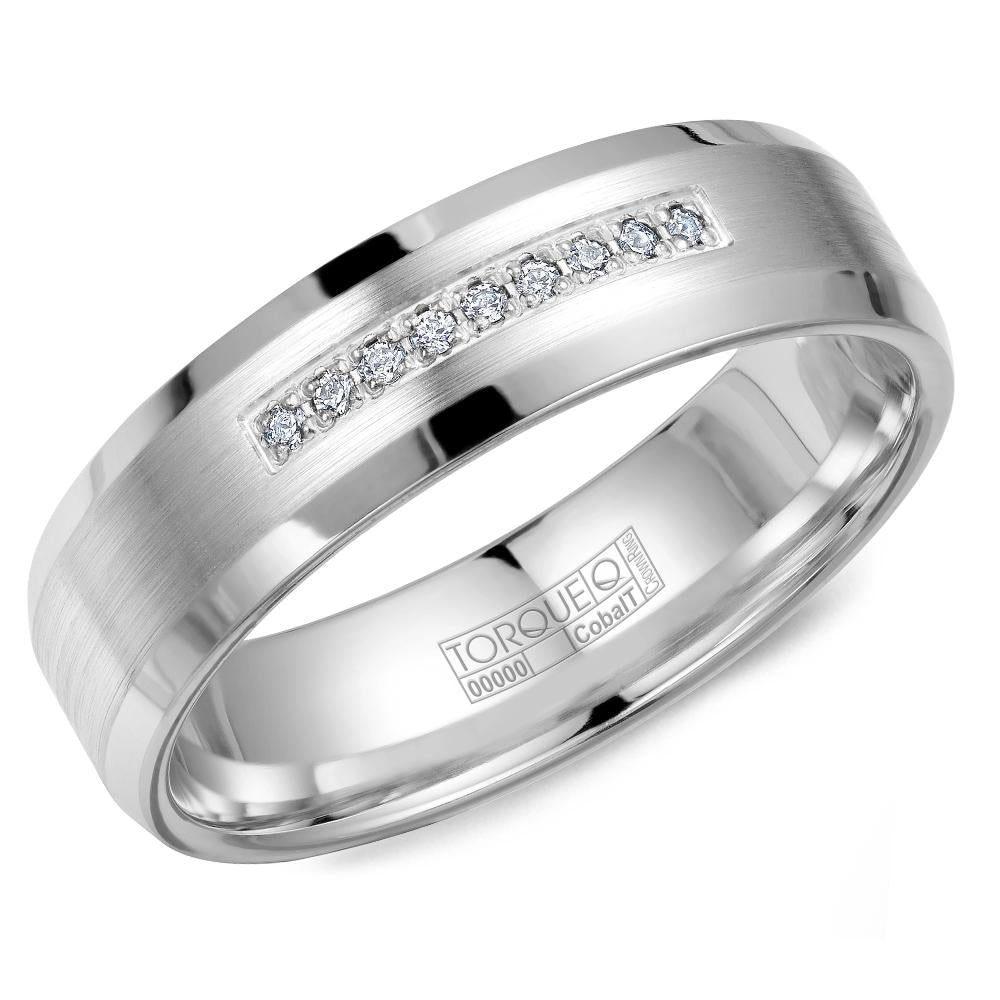 White Men's Cobalt & Diamond Wedding Band - CB-2136