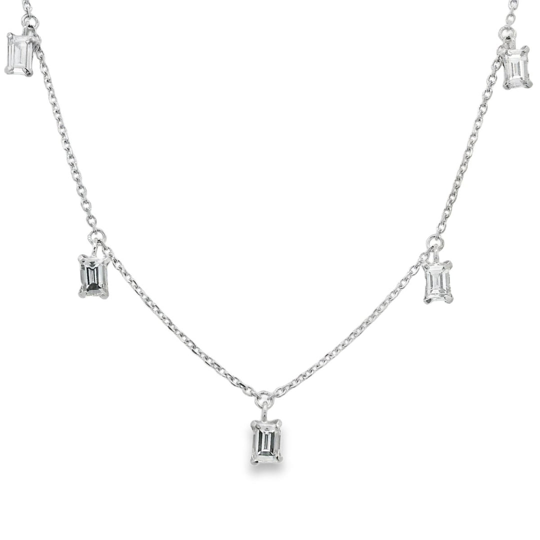 White Gold Baguette Diamond Necklace - 90801N-W