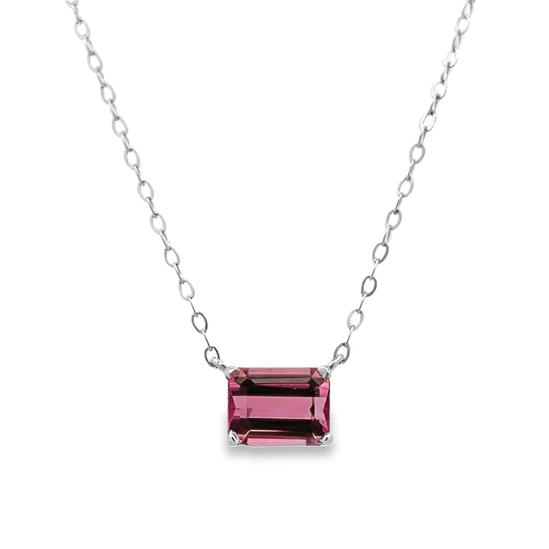 White Gold Pink Tourmaline Necklace - 29944