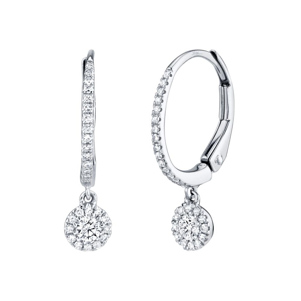 White Gold Diamond Dangle Earrings - SC55005653