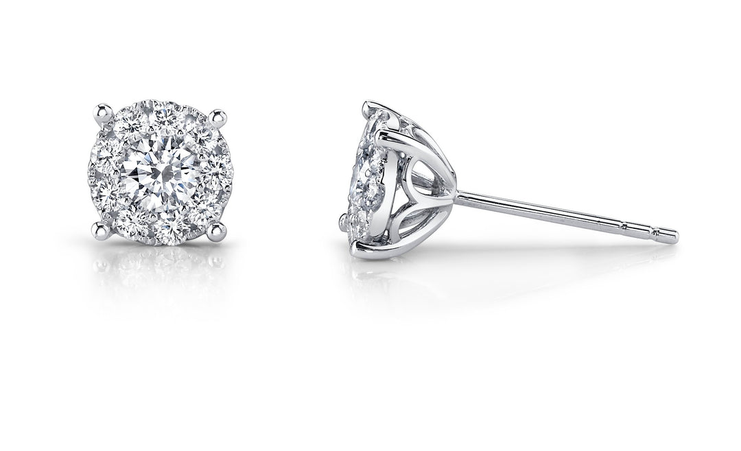 White Gold Illusion Set Diamond Earrings - ME3950