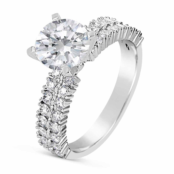 Double Row Diamond Engagement Ring