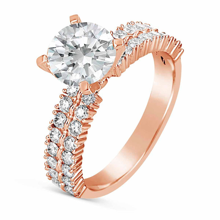 Double Row Diamond Engagement Ring