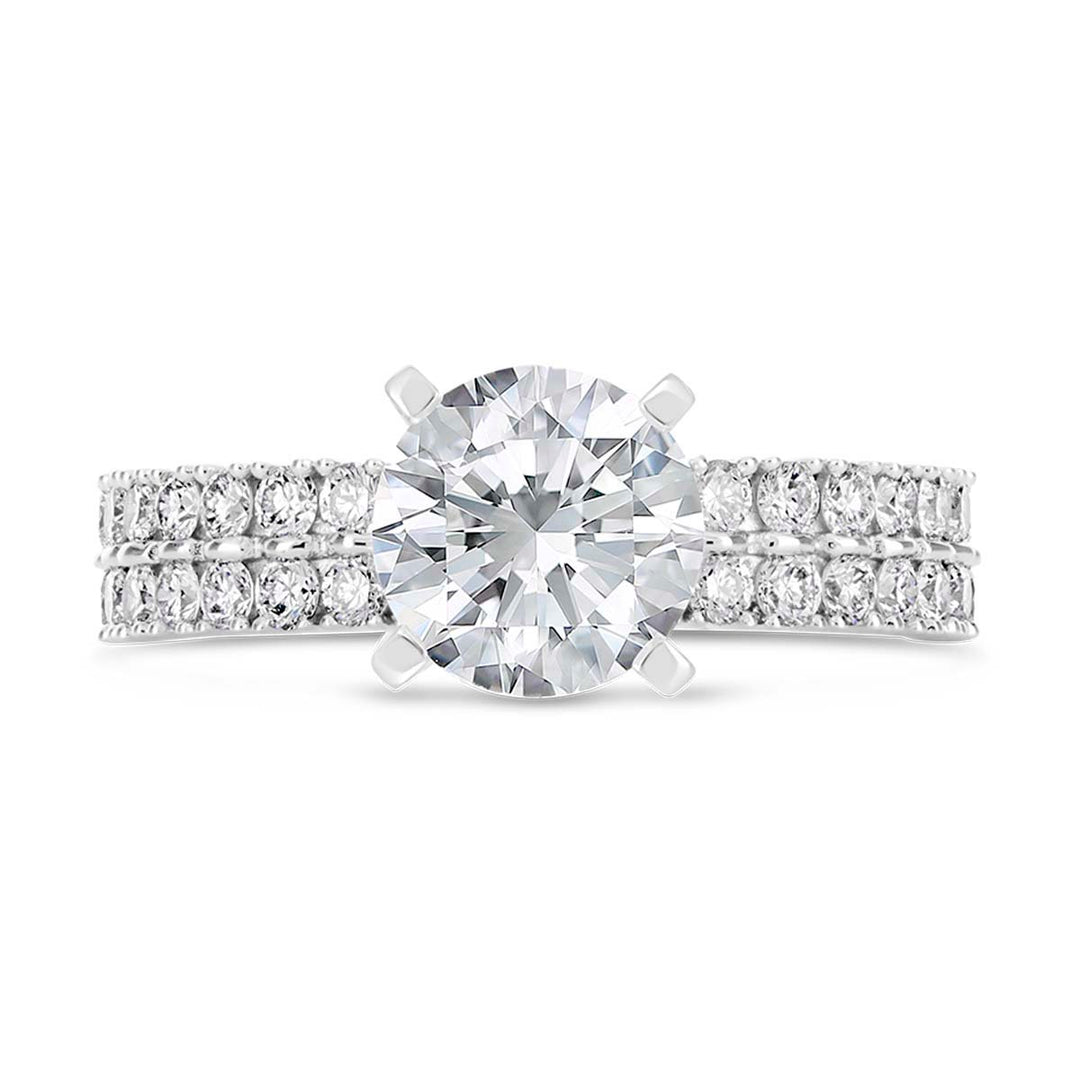 Double Row Diamond Engagement Ring