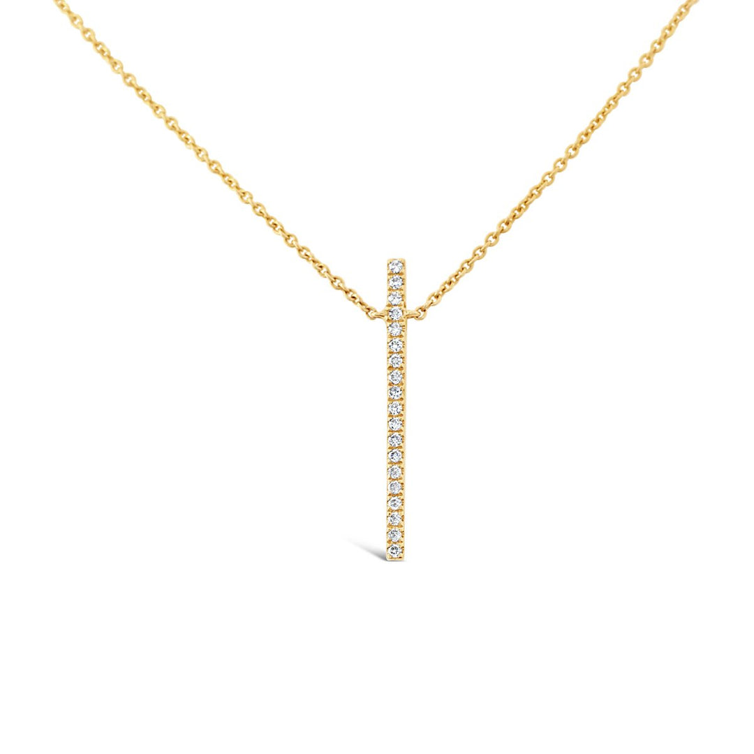 Yellow Gold Vertical Diamond Bar NecklaceHalf-Bezel - DS6N96