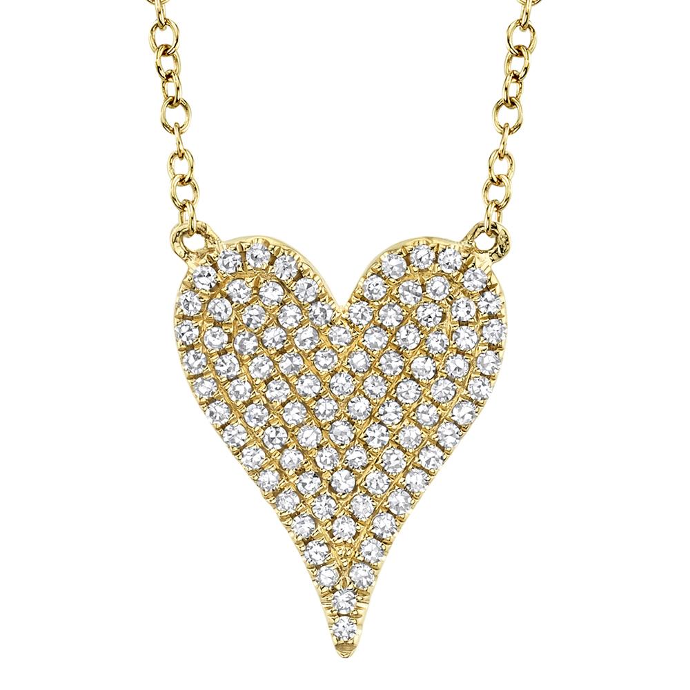 Shy Creation Pave Diamond Heart Necklace - SC55002005