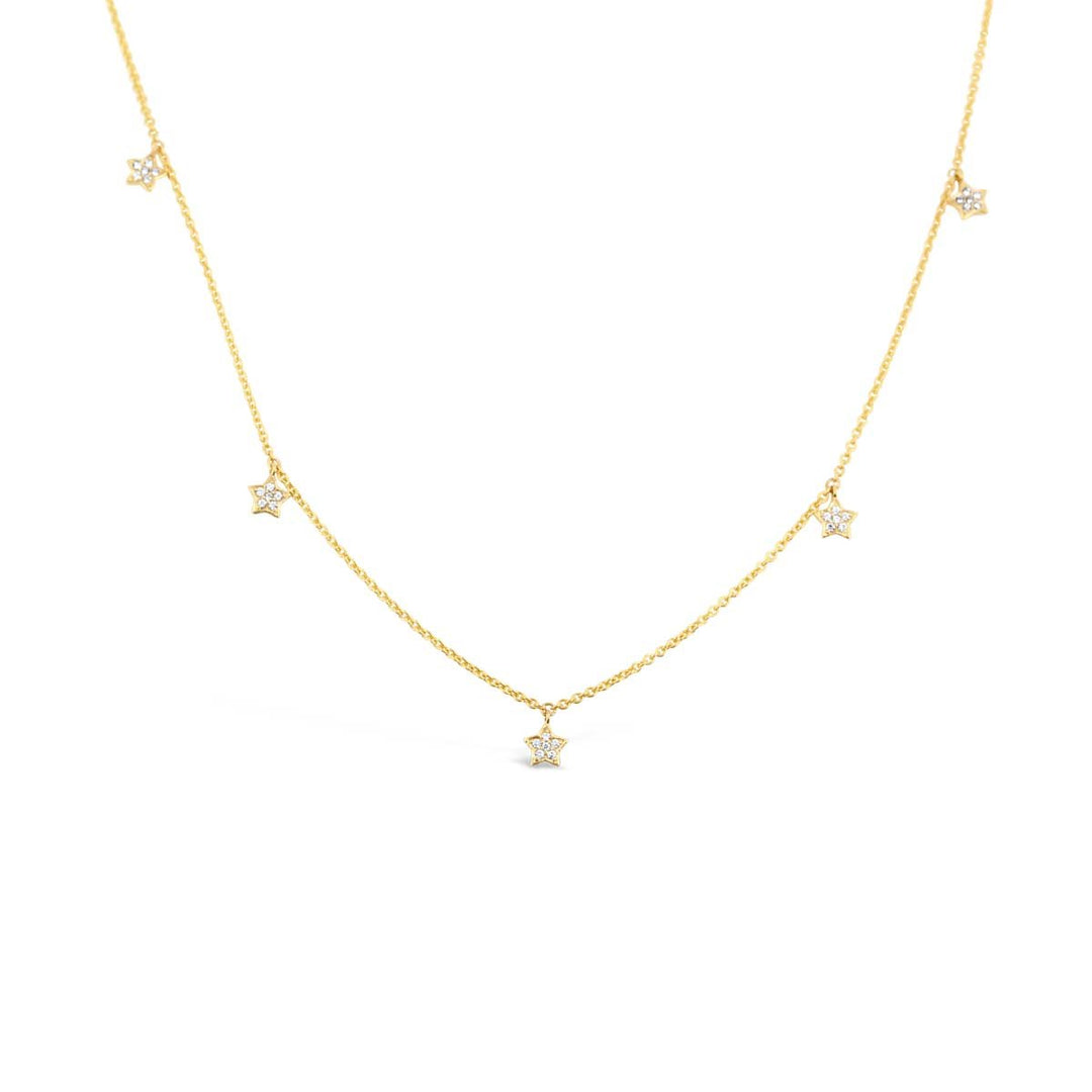 Yellow Gold Diamond Star Necklace - YJA9160N