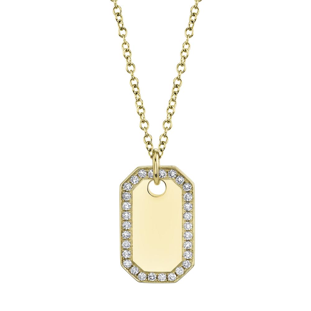 Yellow Gold Diamond Dog Tag Necklace - SC55019719