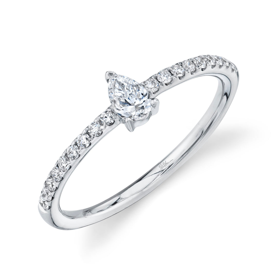 White Gold Pear Shape Diamond Band - SC22006140
