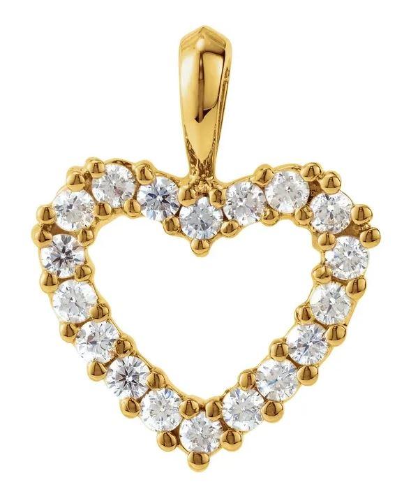 Labortaory Grown Open Heart Shaped Diamond Pendant - 8763-Y