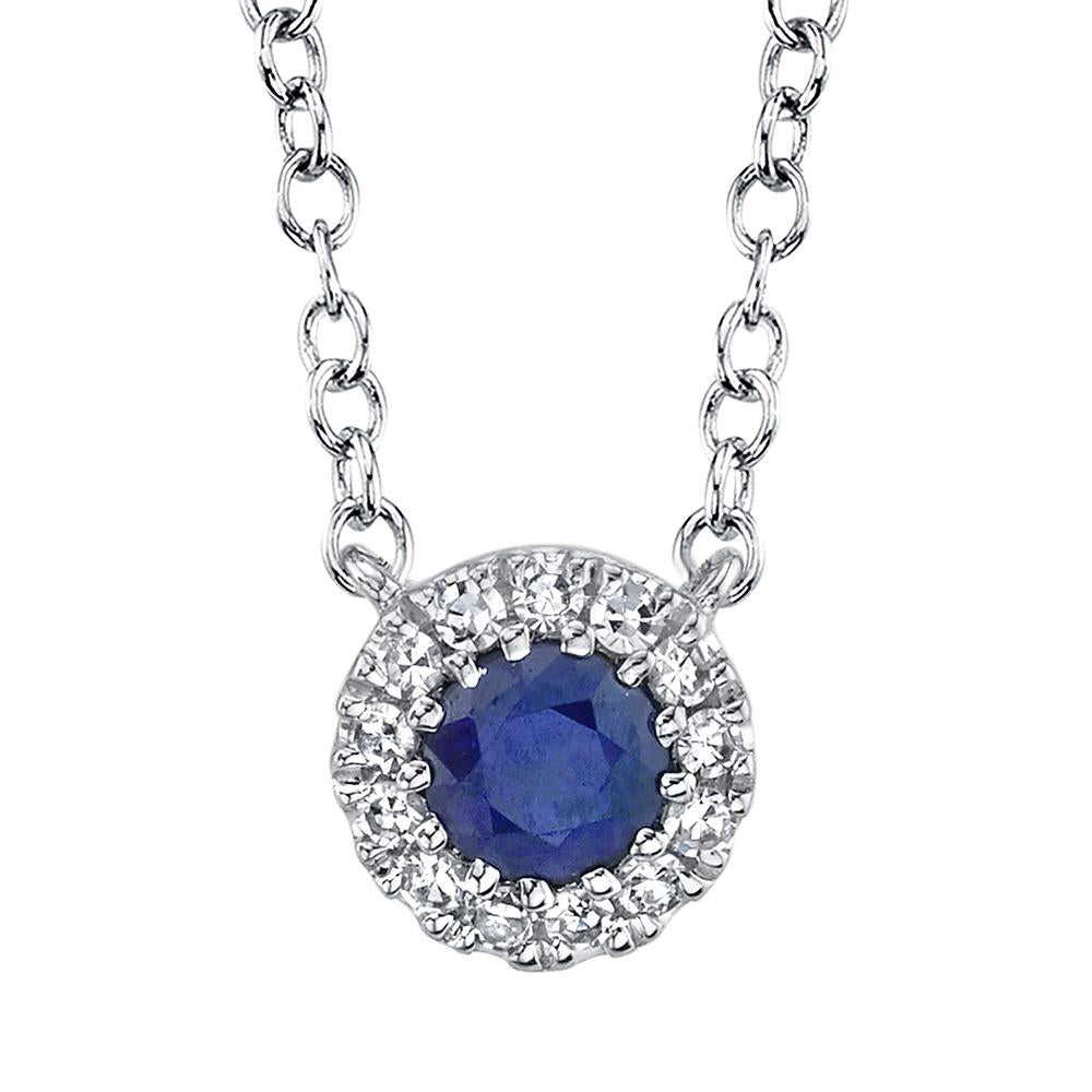 White Gold Diamond & Sapphire Necklace - SC55002751