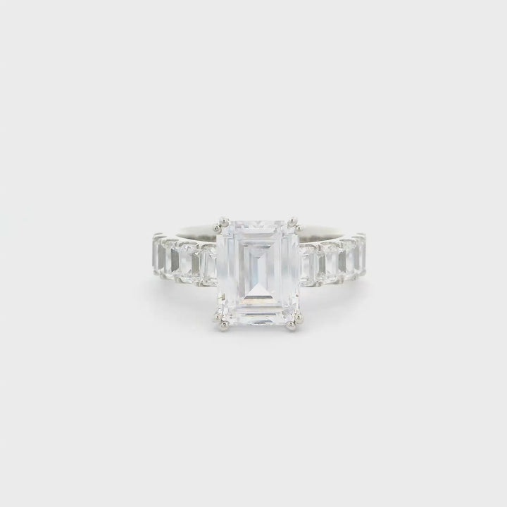 Diamond Engagement Ring with Emerald Diamond Accents - YJC4756R