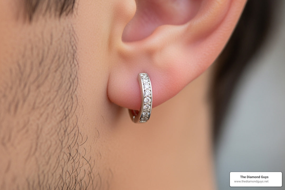 Small Hoops, Big Sparkle: Diamond Huggie Earrings for Him