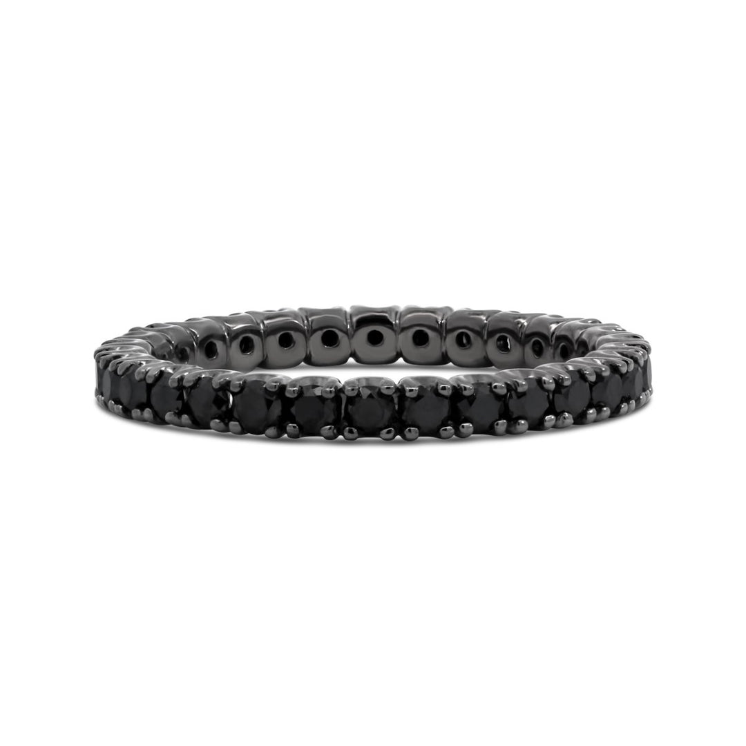 18K White Gold & Black Rhodium Black Diamond Eternity Band - AR0977