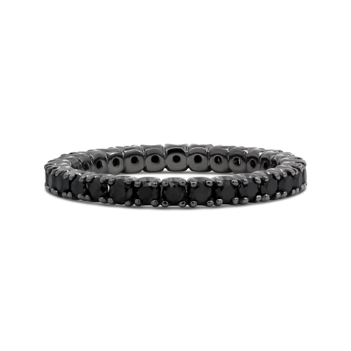 18K White Gold & Black Rhodium Black Diamond Eternity Band - AR0977