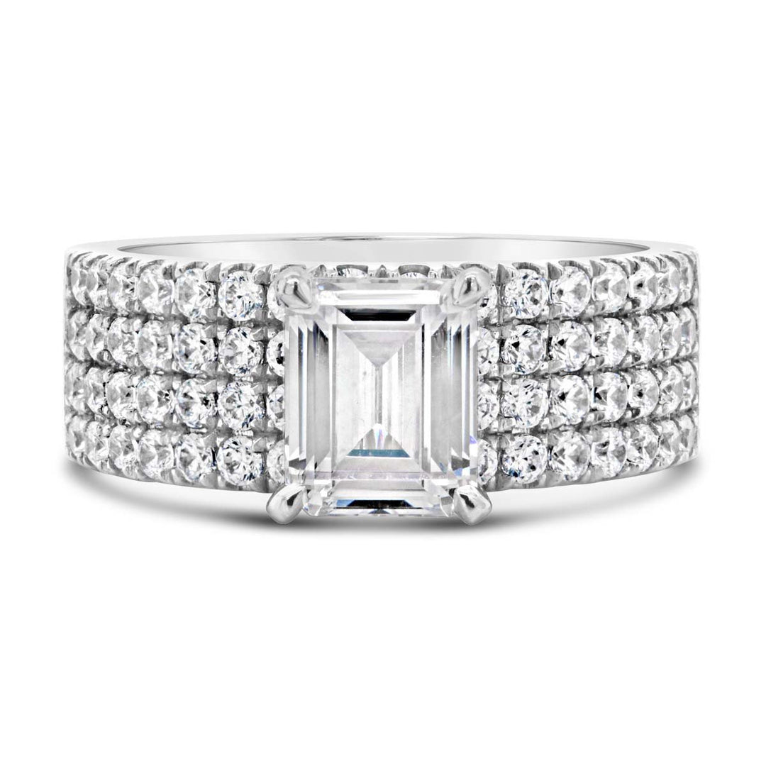 Four Row Pave Wide Band Dimond Engagement Ring - YJC3489R