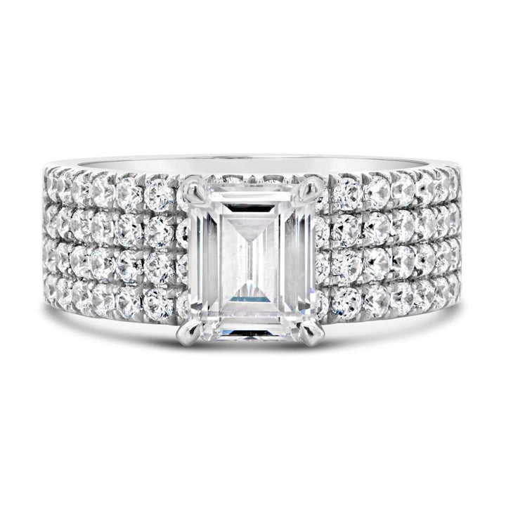 Four Row Pave Wide Band Dimond Engagement Ring - YJC3489R