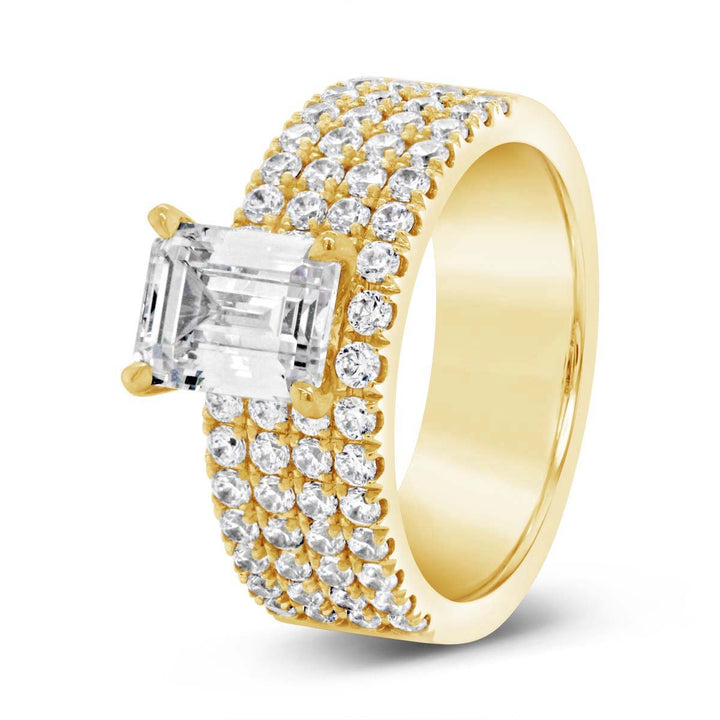 Four Row Pave Wide Band Dimond Engagement Ring - YJC3489R