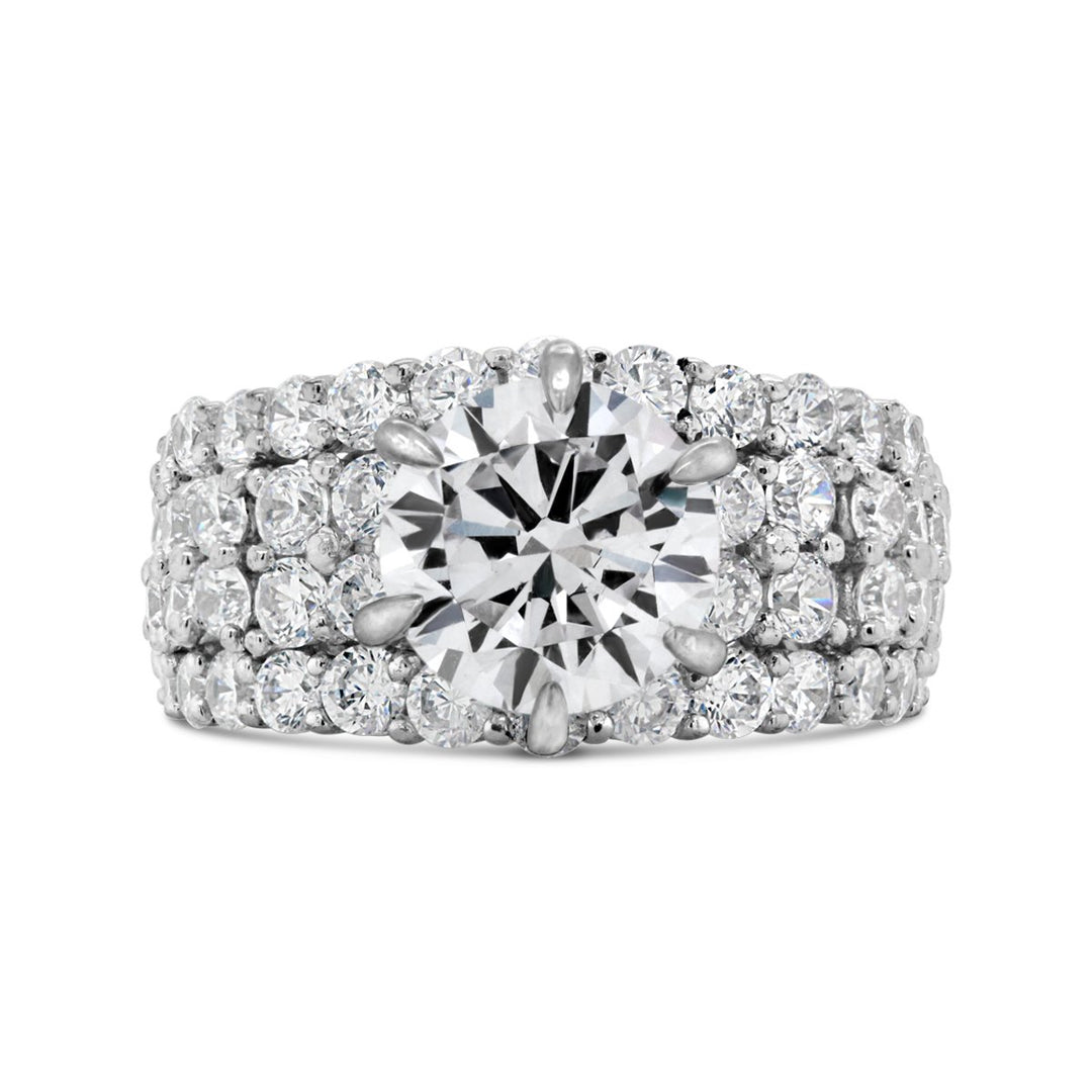 Wide Band Claw Prongs Diamond Engagement Ring - GSR10364