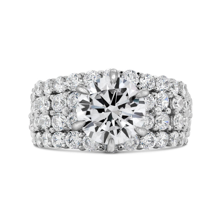 Wide Band Claw Prongs Diamond Engagement Ring - GSR10364