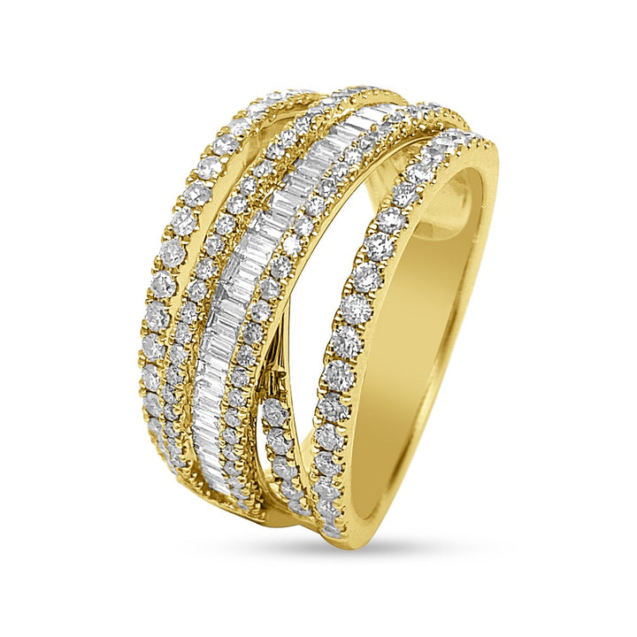 18K Multi Band Stylish Diamond Ring - DRJ5583