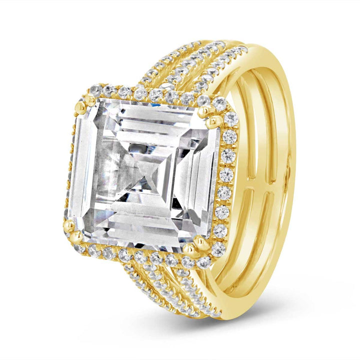 Three Row Engagement Ring with Diamond Halo - YJM6577R