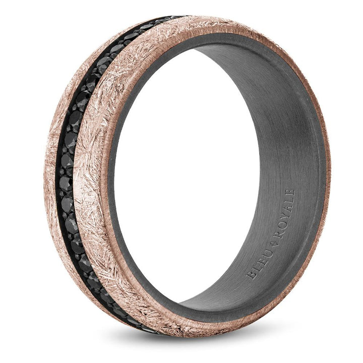 Tantalum & Gold Black Diamond 7mm Wide Men's Eternity Band - RYL-161YTBD7