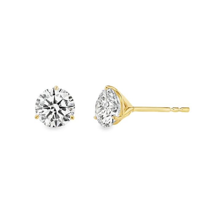 14K White Gold Three Prong Martini Lab Grown Diamond Stud Earrings - 2.00+ ct. total weight