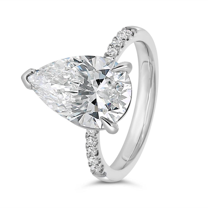 Pave Diamond Engagement Ring set with Lab Grown Pear Diamond - GSR25377-PS