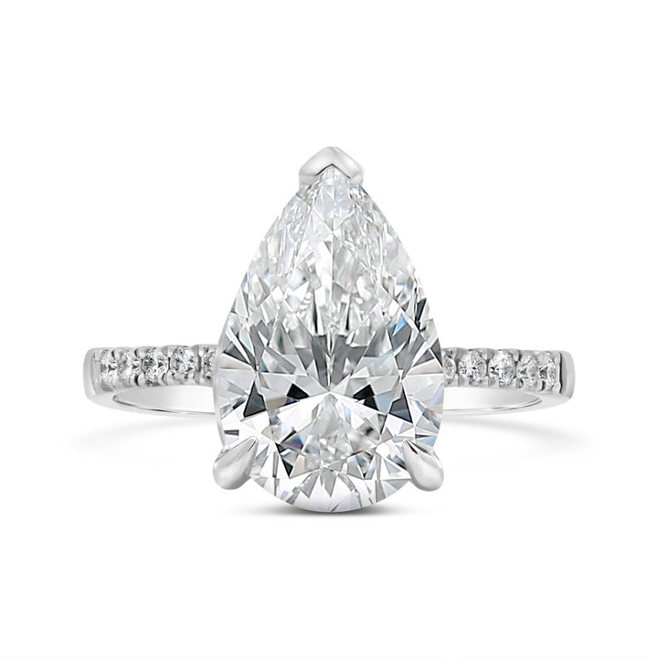Pave Diamond Engagement Ring set with Lab Grown Pear Diamond - GSR25377-PS