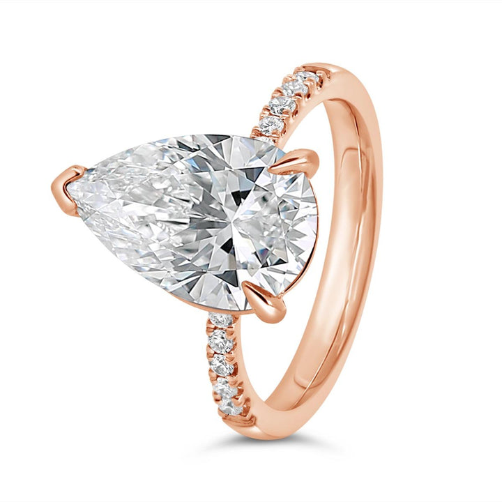 Pave Diamond Engagement Ring set with Lab Grown Pear Diamond - GSR25377-PS