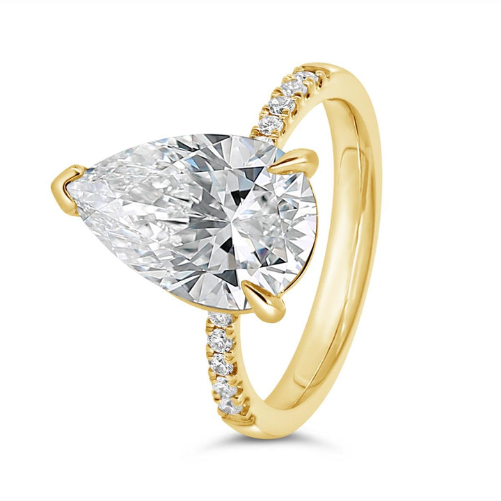 Pave Diamond Engagement Ring set with Lab Grown Pear Diamond - GSR25377-PS
