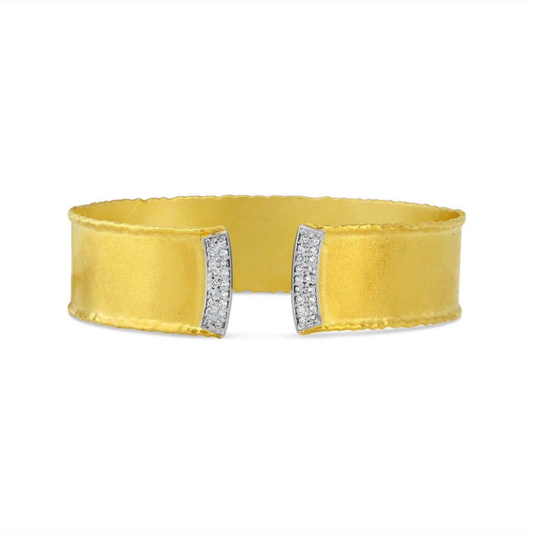 14K Yellow Gold Diamond Cuff w/ Front Opening - MDG8778