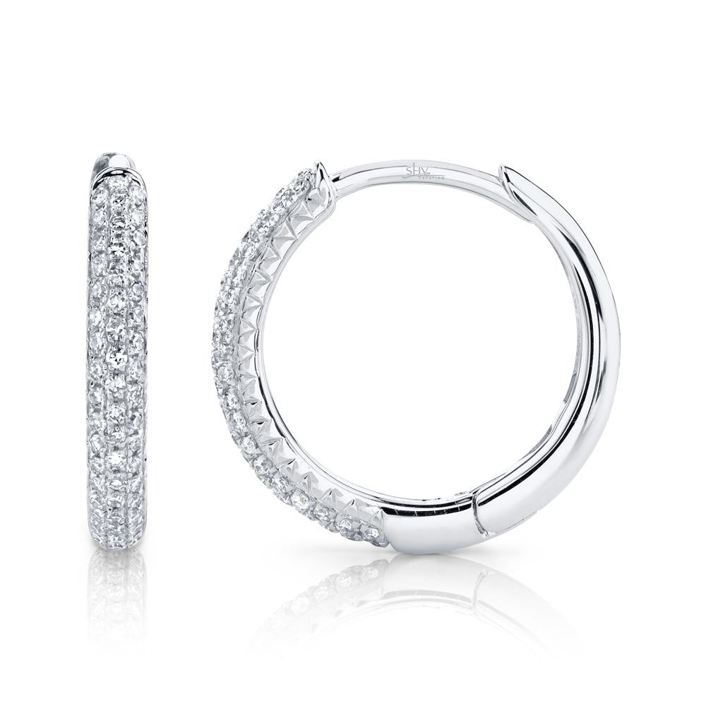 Shy Creation Diamond Pave Hoop Earrings