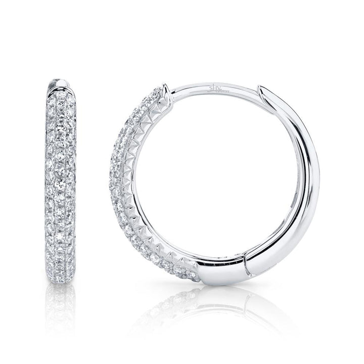 Shy Creation Diamond Pave Hoop Earrings