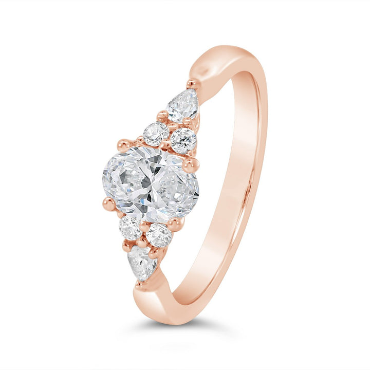 Cluster Side Stone Diamond Engagement Ring - YJC5509R