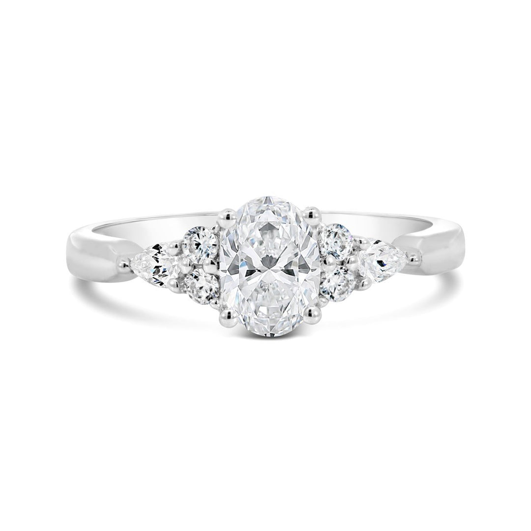 Cluster Side Stone Diamond Engagement Ring - YJC5509R