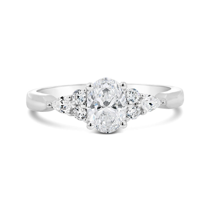 Cluster Side Stone Diamond Engagement Ring - YJC5509R