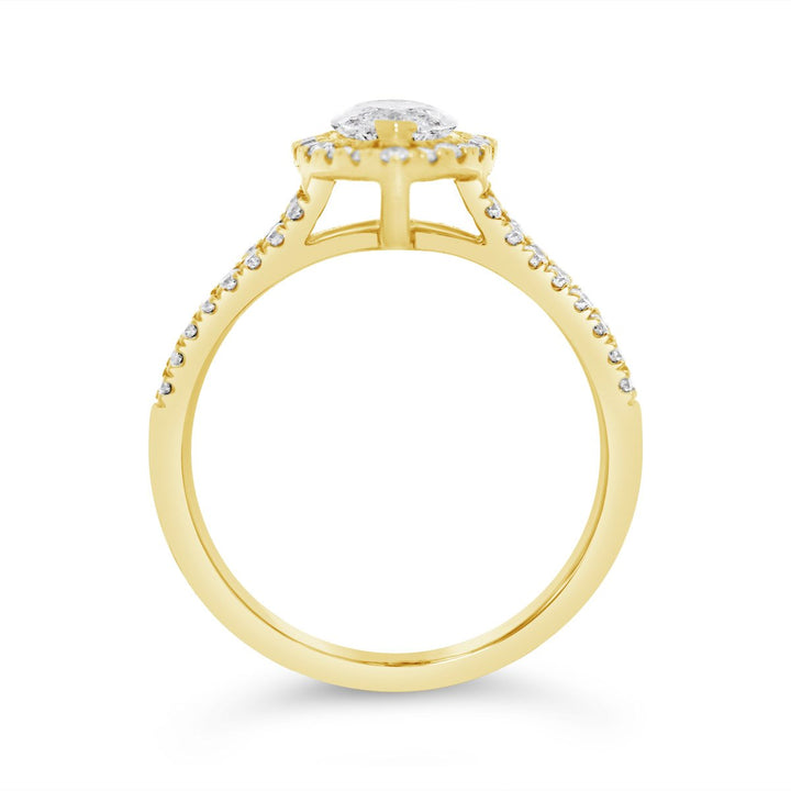 Yellow Gold Lab Grown Diamond Halo Split Shank Engagement Ring - RG1044