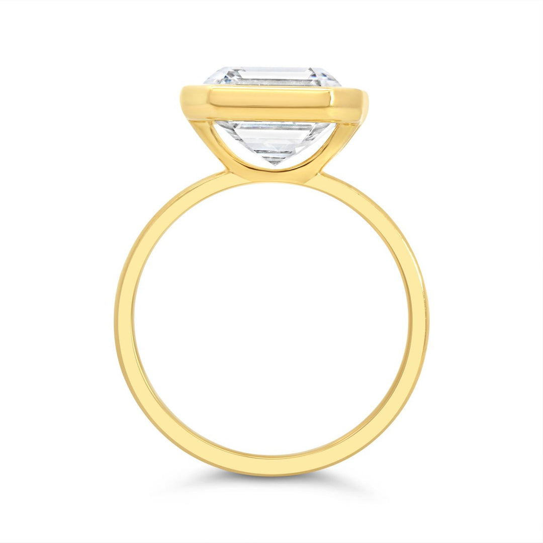 Bezel Set Engagement Ring with Asscher Cut Lab Grown Diamond - 250845RY