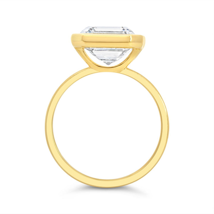 Bezel Set Engagement Ring with Asscher Cut Lab Grown Diamond - 250845RY